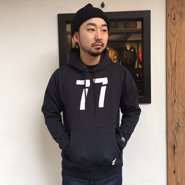 【RUSSELL ATHLETIC x BACKDROP】(バックドロップ別注) PULLOVER HOODIE (ダークネイビー)