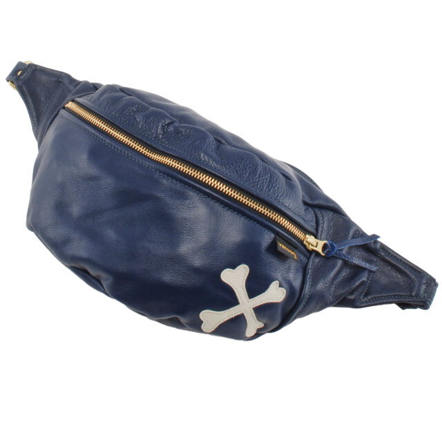 【VANSON x BACKDROP】 9SBB NEW FANNY PACK with CROSS BONE (Navy)